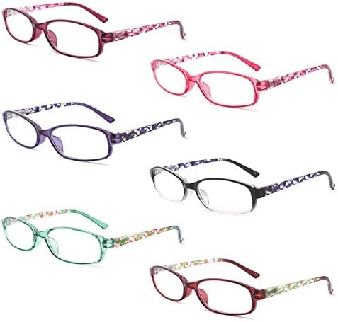 IVNUOYI 6 Pack Reading Glasses Blue Light Blocking,Fashion Ladies Spring Hinge Readers with Pattern Print,Anti Glare UV Eyeglasses for Women 1.75