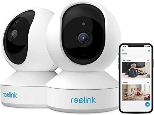 REOLINK Home Security Camera System, 3MP HD Plug-in Indoor WiFi Camera, Pan Tilt Pet Camera, Baby Monitor, Night Vision, 2 Way Audio, Smart Human/Pet Detection, Local microSD Card Storage, E1(2 Pack)