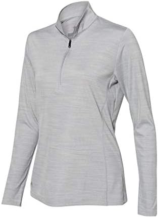 adidas Womens Lightweight Melange Quarter-Zip Pullover (A476) -Black Mela