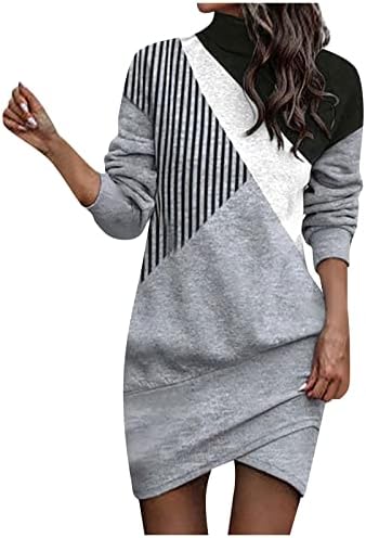 Women’s Fall Dresses Long Sleeve Printed Shirts Lightweight Round Neck Tops Bottoming Shirts Dresses, S-3XL
