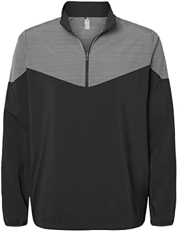 adidas Mens Heather Chevron Quarter-Zip Wind Pullover