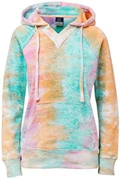 MV Sport Rainbow Women’s Courtney Burnout Hooded Pullover Blend Fleece