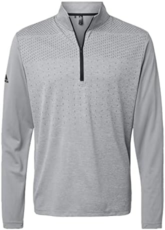 adidas Mens Heather Block Print Quarter-Zip Pullover