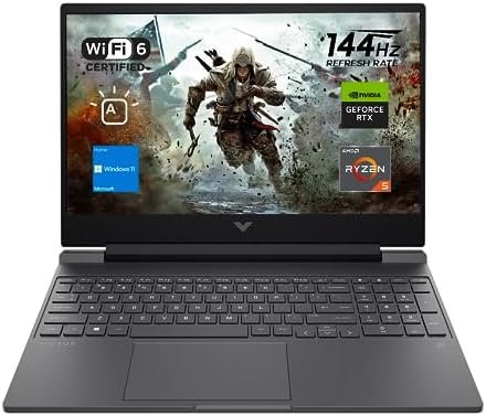 HP Victus 15 Gaming Laptop, 15.6" FHD 144Hz Display, AMD Ryzen 5 7535HS, 16GB DDR5 RAM, 1TB PCIe M.2 SSD, NVIDIA GeForce RTX 2050, HDMI, Webcam, Backlit Keyboard, Wi-Fi 6, Windows 11 Home, Silver