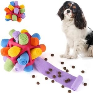 Tesytto Snuffle Ball Dog Toy New Structure Design Interactive Pet Doy Encourage Natural Foraging Skills Slow Food Interesting Training Bite Resistant Puppy Playing Portable Pet Toys (Colourful Red)
