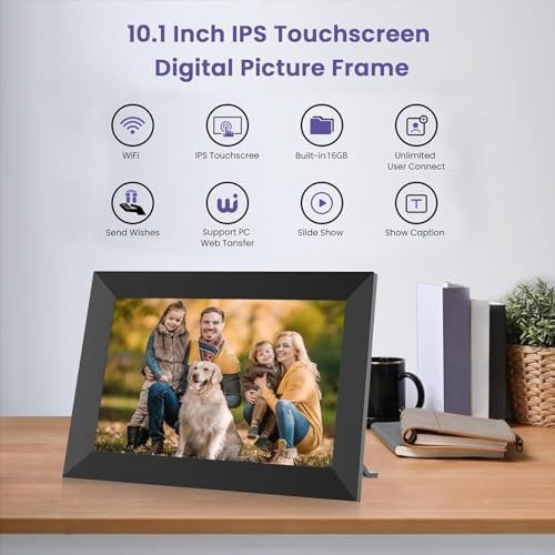 FANGOR 10.1 Inch WiFi Digital Picture Frame 1280x800 HD IPS Touch Screen, Electronic Smart Photo Frame with 16GB Storage, Auto-Rotate, Instantly Share Photos/Videos and Send Best Wishes from Anywhere - Image 3