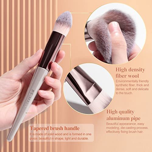 BS-MALL Makeup Brush Set 18 Pcs Premium Synthetic Foundation Powder Concealers Eye shadows Blush Makeup Brushes with black case (A-Champagne) - Image 4