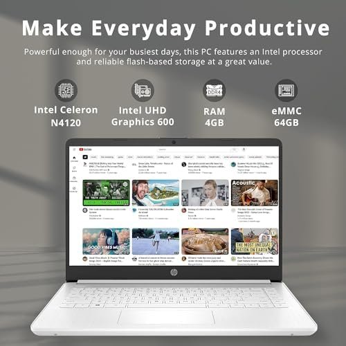 HP Stream 14" HD BrightView Laptop, Intel Celeron N4020 Processor, 4GB RAM, 64GB Storage, Intel HD Graphics, 720p Webcam, 1 Year Office 365, White, Win 11 S, 32GB Hotface USB Card - Image 2