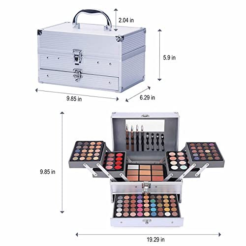 132 Color All In One Makeup Kit,Professional Makeup Case Set for Teen Girls, Multicolor Eyeshadow Palette(006N2-Silver) - Image 4