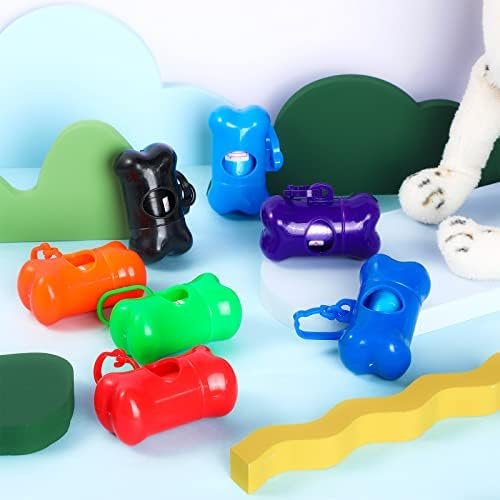 Zhehao 120 Pcs Bone Shaped Dog Poop Bag Dispensers with Disposal Bag Dog Waste Bag Holder Small Dog Bag Dispenser with Hook for Pet Puppy Walking Hiking Camping, 8 Colors - Image 7