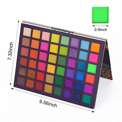 UCANBE EXOTIC FLAVORS Neon Eyeshadow Makeup Palette - 48 Colorful High Pigmented - Rainbow Matte Shimmer Glitter Eye Shadow Make Up Pallet Gift Set - Image 6