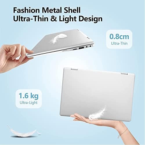 Windows Laptop, 2 in 1 Laptop with Touchscreen, 11.6 inch FHD Laptop Computer, 4GB RAM, 128GB SSD Storage, 360 Degree Convertible Tablet Intel Celeron N4020 Processor, Webcam, WiFi, Type-C, Silver - Image 6