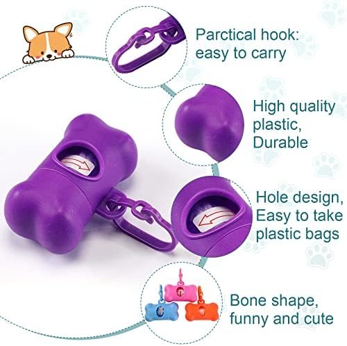 Zhehao 120 Pcs Bone Shaped Dog Poop Bag Dispensers with Disposal Bag Dog Waste Bag Holder Small Dog Bag Dispenser with Hook for Pet Puppy Walking Hiking Camping, 8 Colors - Image 6