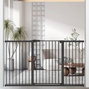 Stand 38.5" Extra Tall Dog Gate for The House - 62.60"-65.35" Wide Long Large Pressure Mounted Baby Gates with Door for Stairs Doorways - Walk Through Indoor Toddler Puppy Dog Safety Gate