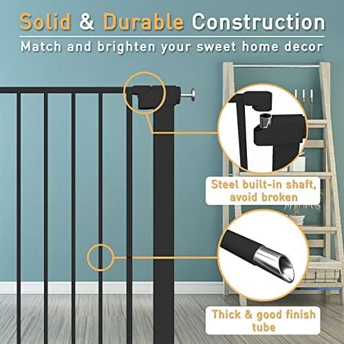 Stand 38.5" Extra Tall Dog Gate for The House - 62.60"-65.35" Wide Long Large Pressure Mounted Baby Gates with Door for Stairs Doorways - Walk Through Indoor Toddler Puppy Dog Safety Gate - Image 3