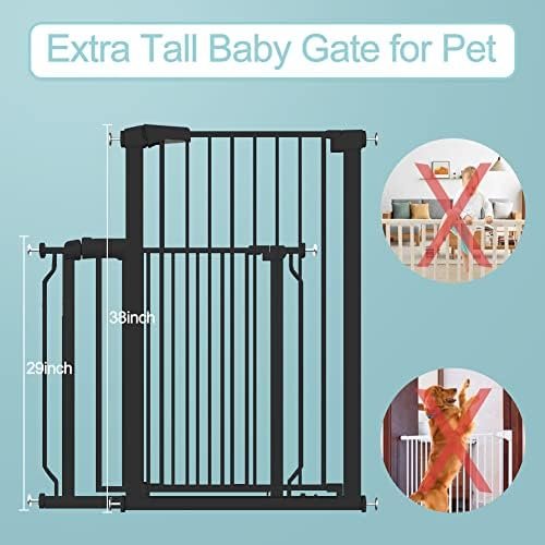 Stand 38.5" Extra Tall Dog Gate for The House - 62.60"-65.35" Wide Long Large Pressure Mounted Baby Gates with Door for Stairs Doorways - Walk Through Indoor Toddler Puppy Dog Safety Gate - Image 5