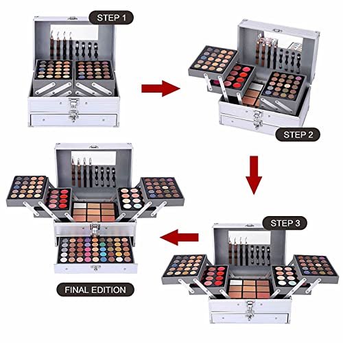 132 Color All In One Makeup Kit,Professional Makeup Case Set for Teen Girls, Multicolor Eyeshadow Palette(006N2-Silver) - Image 6