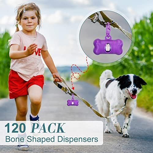 Zhehao 120 Pcs Bone Shaped Dog Poop Bag Dispensers with Disposal Bag Dog Waste Bag Holder Small Dog Bag Dispenser with Hook for Pet Puppy Walking Hiking Camping, 8 Colors - Image 3