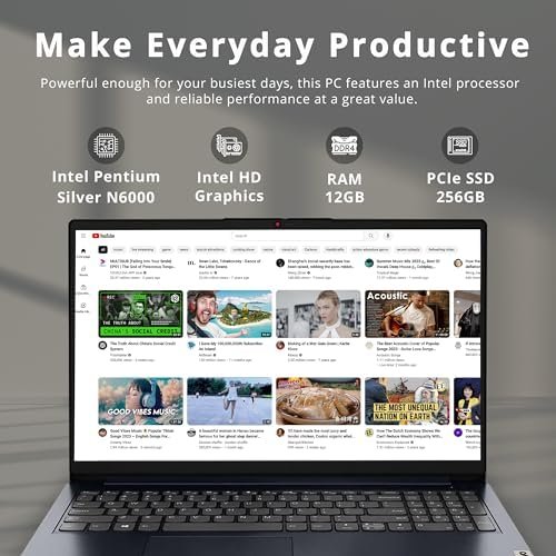 LENOVO 2022 IdeaPad 1 15.6" FHD Laptop, Intel Pentium Silver N6000 Processor, 12GB RAM, 256GB PCIe SSD, 720P HD Webcam, Dolby Audio, 1 Year Office, Blue, Win 11 S, 32GB Snowbell USB Card - Image 2