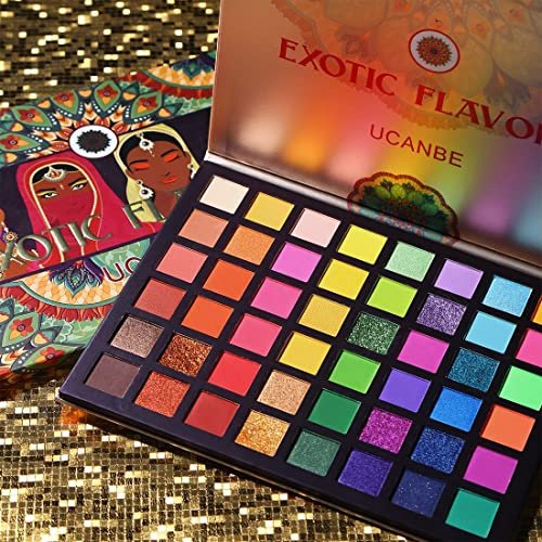 UCANBE EXOTIC FLAVORS Neon Eyeshadow Makeup Palette - 48 Colorful High Pigmented - Rainbow Matte Shimmer Glitter Eye Shadow Make Up Pallet Gift Set - Image 2