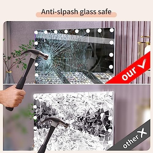 LOWIXI Hollywood 14 Bulb Makeup Mirror 20"X16", 3 Color Settings, Smart Controls, with USB Charging Port, Aluminum Frame,White - Image 3