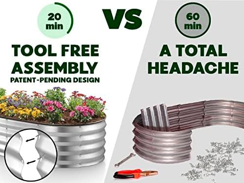 Galvanized Raised Garden Beds Outdoor // 8×4×1 ft (2-Pack) Planter Raised Beds for Gardening, Vegetables, Flowers // Large Metal Raised Garden Box (Silver) // Tool-Free Assembly - Image 2