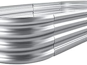 Land Guard Galvanized Raised Garden Bed Kit, Galvanized Planter Garden Boxes Outdoor, Oval Large Metal for Vegetables………