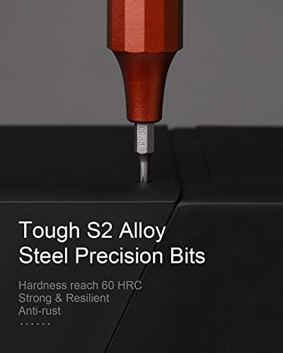 HOTO Precision Screwdriver Sets, 24-in-1 Manual Screwdriver, 24 pcs Tough S2 Steel Bits, Manual Pen Shape, Ideal for Electronics, Glasses and Bracelets, Cinnabar Red - Image 3