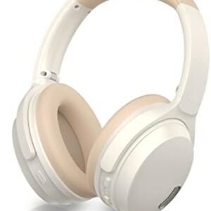HROEENOI Active Noise Cancelling Wireless Bluetooth Over-Ear Headphones, Memory Foam Ear Cups, Quick Charge for 40H Playtime, Ideal for Travel, Home Office, Gym Workouts -White