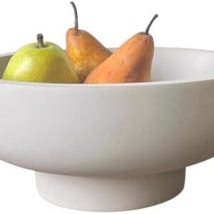 OAKOA Concrete Fruit Bowl for Kitchen Counter - Large Decorative Bowl for Home Decor - Modern Pedestal Bowl - Key Bowl for Entry Table - Footed Bowl - Entryway Bowl for Keys