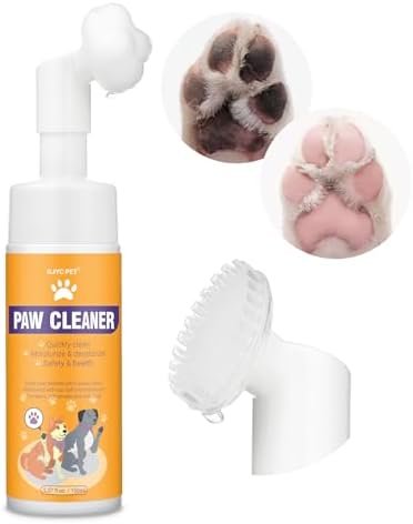 GJYC PET Paw Cleaner for Dogs and Cats,Magic Foam - Clean Paws No-Rinse Foaming Cleanser-Dry Shampoo, Foot Cleaner Brush - with Rose Extract, Odor Control Wash - Good for Puppy