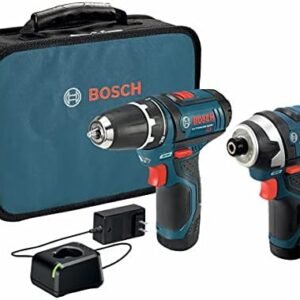 BOSCH CLPK22-120 12V Max Cordless 2-Tool 3/8 in. Drill/Driver and 1/4 in. Impact Driver Combo Kit with 2 Batteries, Charger and Case,Blue