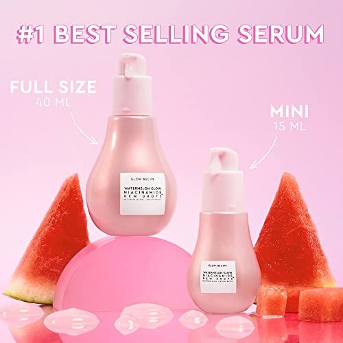 Glow Recipe Watermelon Glow Niacinamide Dew Drops Face Serum - Travel Hydrating Hyaluronic Acid Skincare Serum, Makeup Primer & Liquid Highlighter for Glowing Skin - Brightening Face Serums (15ml) - Image 2