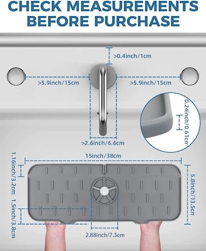 Kitchen Sink Splash Guard - Silicone Faucet Handle Drip Catcher Tray, Dish Soap Dispenser and Sponge Holder Mat Behind Faucet, Kitchen Guard Gadgets Sink Accessories for Kitchen Counter and Bathroom - Image 4