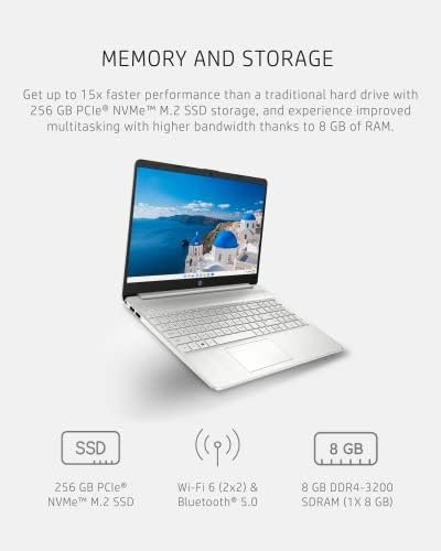 HP 15 Laptop, AMD Ryzen 3-5300U Processor, 8 GB RAM, 256 GB SSD Storage, 15.6-inch HD Micro-Edge Display, Windows 11 Home, Long-Lasting Battery, Fast Charge, 720p Webcam (15-ef2024nr), Natural silver - Image 5