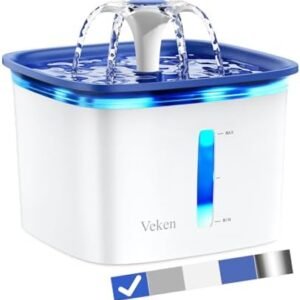 Veken 95oz/2.8L Pet Fountain, Automatic Cat Water Fountain Dog Water Dispenser with Replacement Filters for Cats, Dogs, Multiple Pets (Blue, Plastic)
