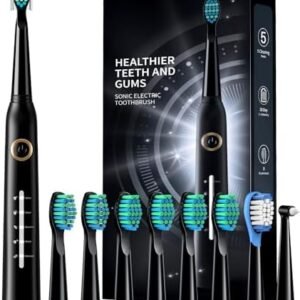 Sonic Electric Toothbrushes for Adults, 8 Brush Heads Electric Toothbrush with 40000 VPM Deep Clean 5 Modes, Rechargeable Toothbrushes Fast Charge 4 Hours Last 30 Days