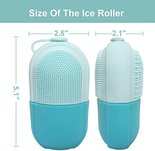 Reusable Cube Silicone Mold Ice Roller With Brush For Face Cold Therapy Facial Massage Roller (Blue) - Image 7