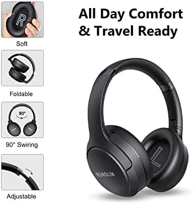 RUNOLIM Hybrid Active Noise Cancelling Headphones, Wireless Over Ear Bluetooth Headphones with Microphone, 70H Playtime, Foldable Headphones with HiFi Audio, Deep Bass for Home Travel Office - Image 4