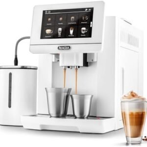 Zulay Kitchen Magia Super Automatic Espresso Machine with Grinder - Espresso Maker with Milk Frother & Insulated Milk Container- Cappuccino & Latte Machine - Touch Screen, 19 Recipes, 10 Profiles