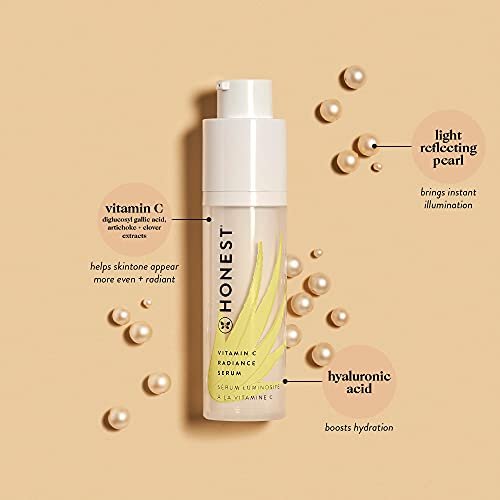 Honest Beauty Vitamin C Radiance Brightening Serum | Improves Skin Tone + Complexion | Vitamin C, Pearl, Hyaluronic Acid | EWG Verified + Cruelty Free | 1 fl oz - Image 2