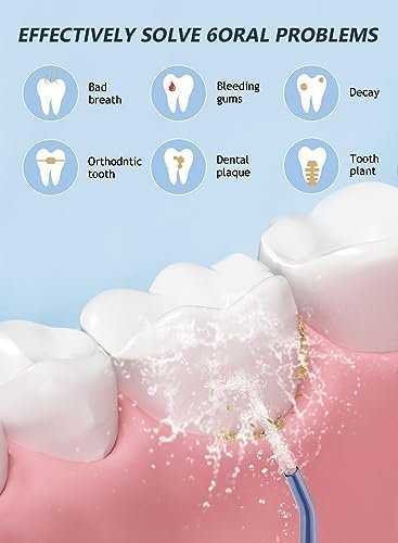 Water Dental Flosser Cordless for Teeth Cleaning - 4 Modes Oral Irrigator 300ML Braces Flossers Cleaner, Rechargeable Portable IPX7 Waterproof Powerful Battery for Travel Home - Image 2