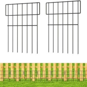 19 Panels Animal Barrier Fence, 20.6 Ft(L) X 17 in(H) No Dig Garden Decorative Fence Rustproof Garden Fence Border for Dog Rabbits Ground Stakes Defense and Outdoor Patio, T Shape