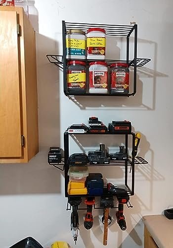 ZEAKOC Power Tool Organizer, 4 Layers Heavy Duty Drill Holder Wall Mount,Metal Garage Tool Organization for Efficient Power Tool Storage,Separate Tool Rack Dad Gift for Father's Day - Image 9