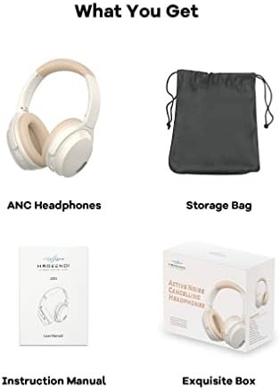 HROEENOI Active Noise Cancelling Wireless Bluetooth Over-Ear Headphones, Memory Foam Ear Cups, Quick Charge for 40H Playtime, Ideal for Travel, Home Office, Gym Workouts -White - Image 7