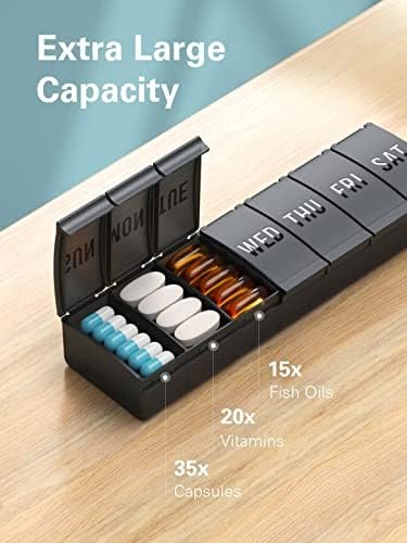 Barhon Pill Organizer Large, Weekly Pill Organizer, Travel Medicine Pill Organizer Portable, 7 Day Pill Box for Big Vitamin Supplements Fish Oil - Image 2