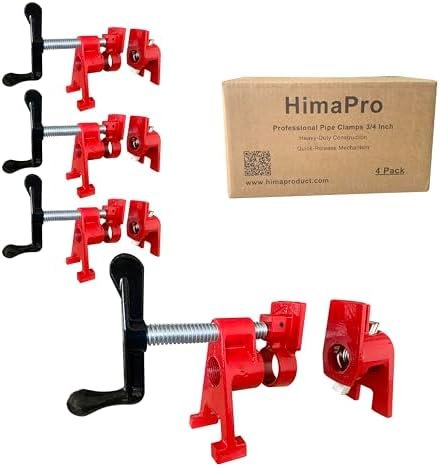 4-Pack 3/4 Inch H-Style Professional Pipe Clamp Set - Designed For Woodworking, Carpentry, Home Improvement, and DIY Jobs - Image 6