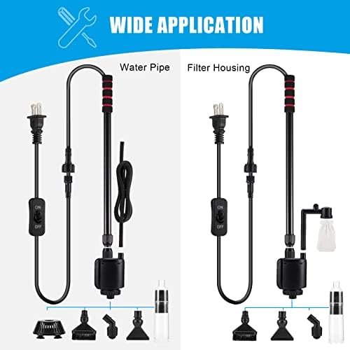 AQQA Aquarium Gravel Cleaner, 6-in-1 Electric Fish Tanks Gravel Vacuum Cleaner Set for Remove Dirt, Change Water, Wash Sand, Water Shower, Water Circulation (20W, 320GPH) - Image 3