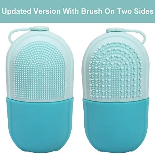 Reusable Cube Silicone Mold Ice Roller With Brush For Face Cold Therapy Facial Massage Roller (Blue) - Image 6