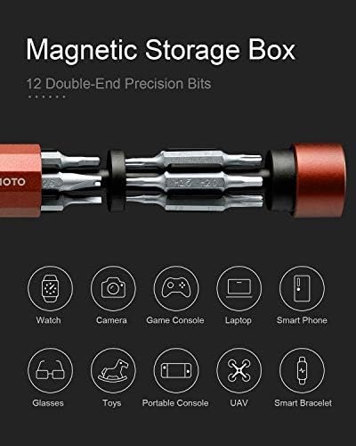 HOTO Precision Screwdriver Sets, 24-in-1 Manual Screwdriver, 24 pcs Tough S2 Steel Bits, Manual Pen Shape, Ideal for Electronics, Glasses and Bracelets, Cinnabar Red - Image 2